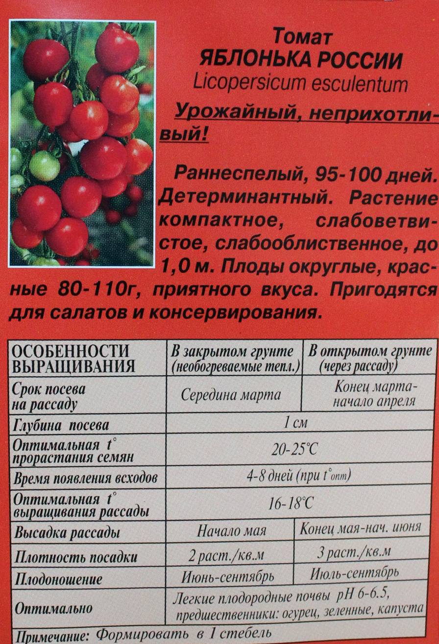 Томат яблонька россии: характеристика и описание сорта, отзывы