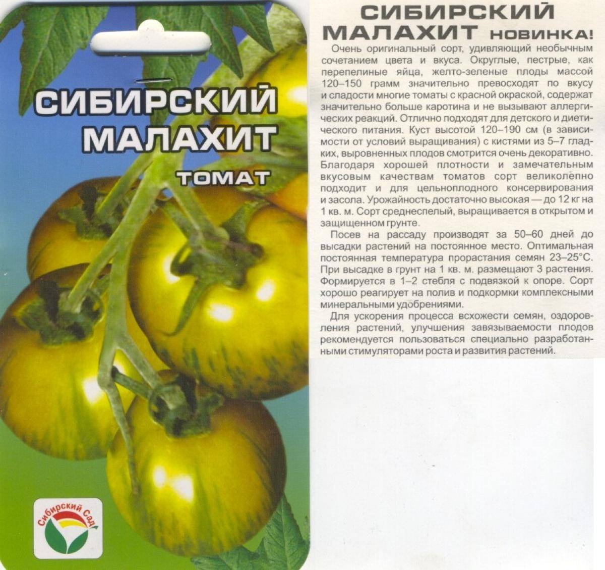 Томат сибирский малахит: описание и характеристики сорта