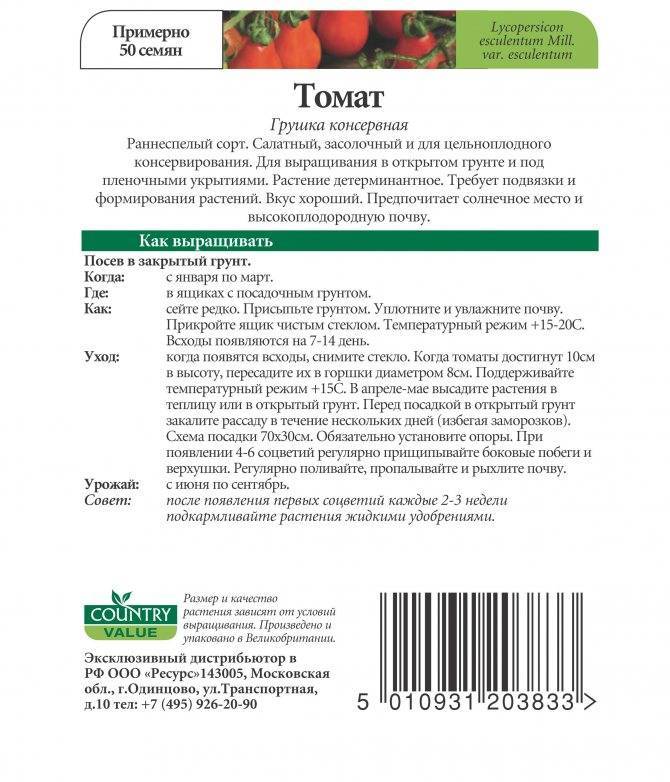Томат грушка консервная: характеристика и описание гибридного сорта с фото