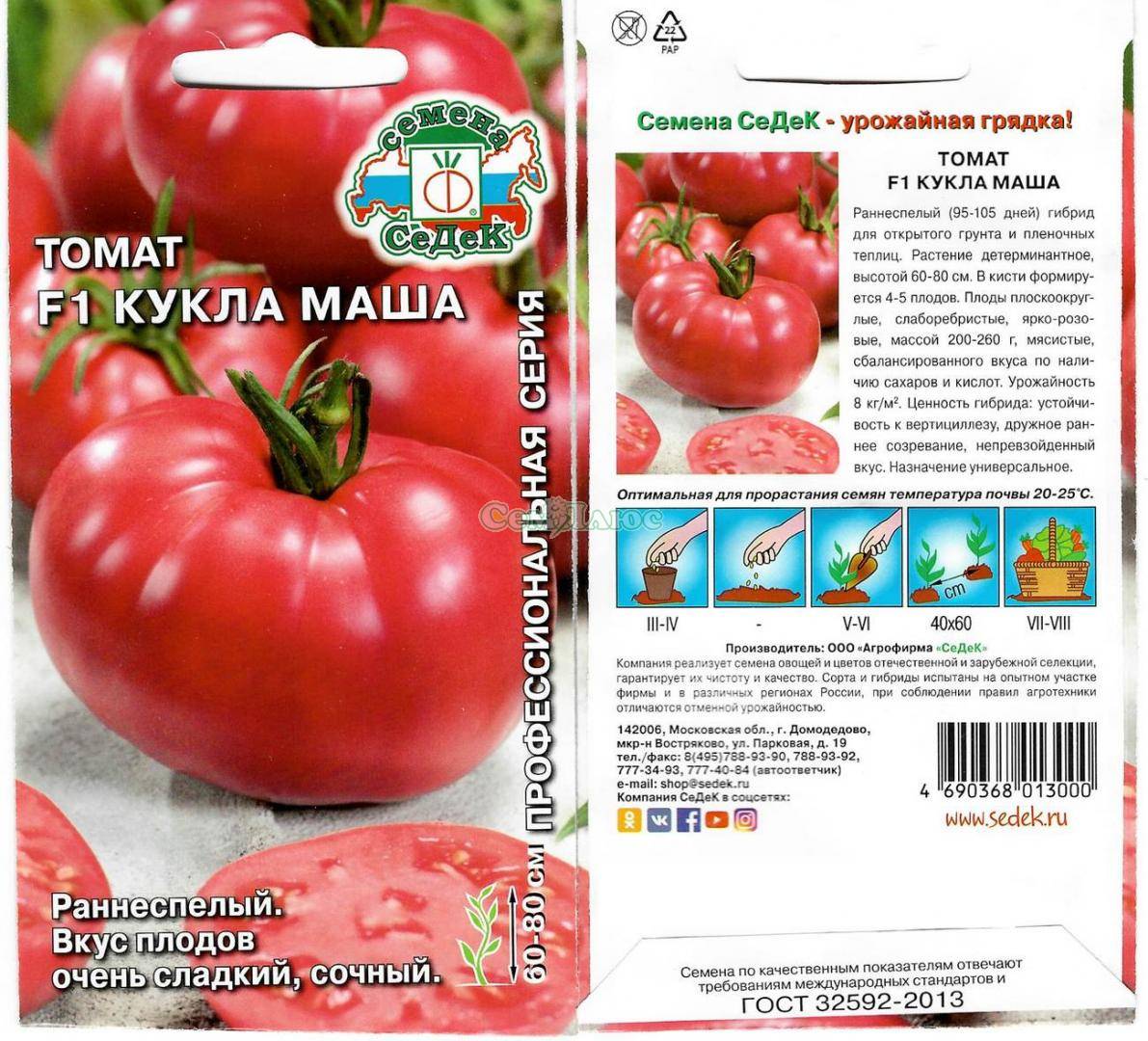 Jписание, характеристика, посев на рассаду, подкормка, урожайность, фото, видео и самые распространенные болезни томатов cорта «кукла маша f1».